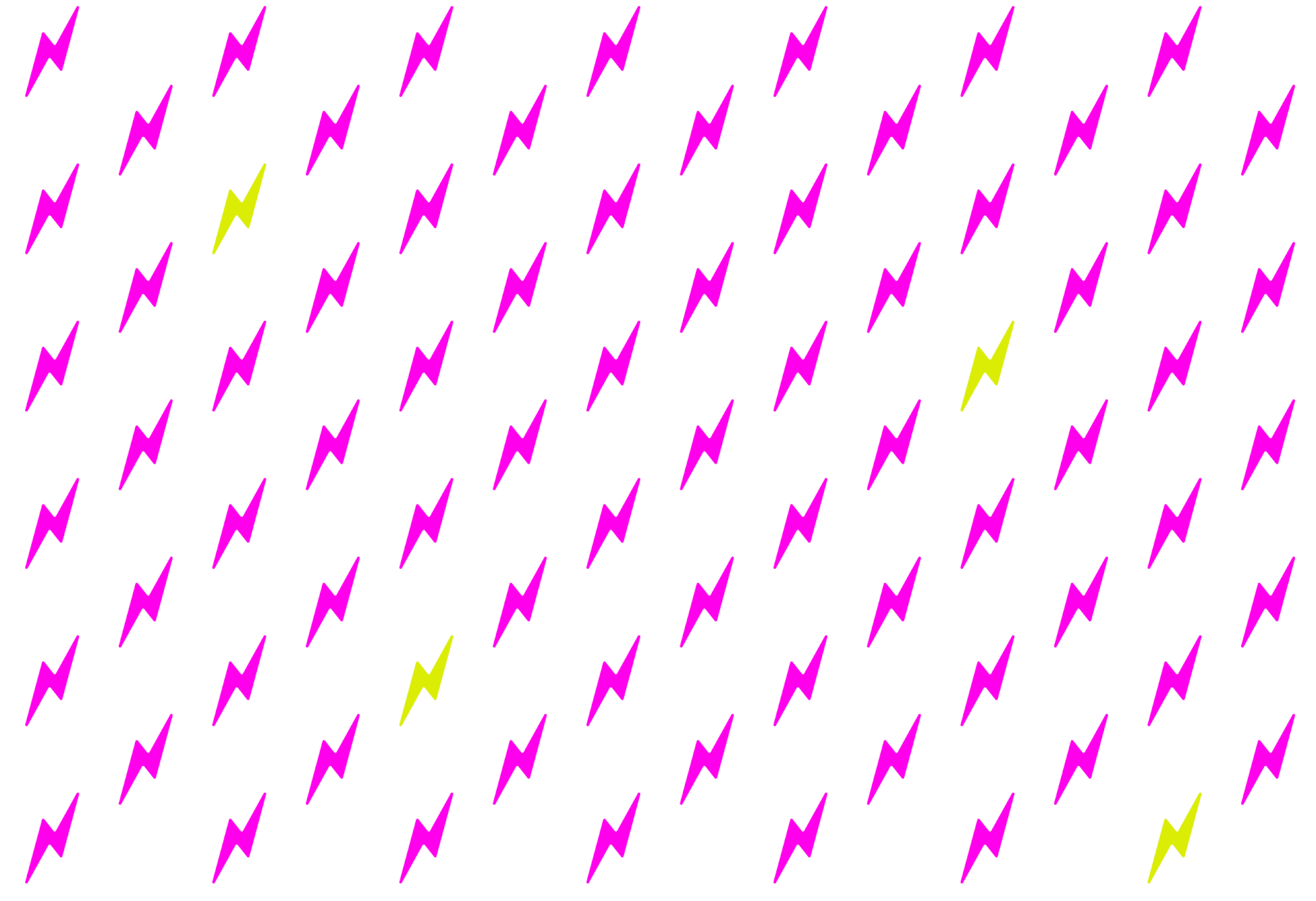 A white background displays a grid of magenta zigzag symbols, with four yellow zigzag symbols scattered among them. The symbols are evenly spaced and arranged diagonally.